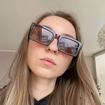 TIANYESY Sunglasses For Women Minimalist Classic Design Fashion UV400 Square Sun Glasses Unisex TY2984 (Black+Brown)