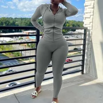 Mrskoala Two Piece Outfits for Women Jogger Sets Workout SweatSuits Tracksuit Pants Set Gray L