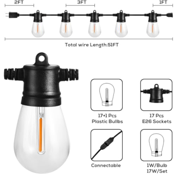 Banord 51FT Outdoor String Lights for Year-Round Ambiance
