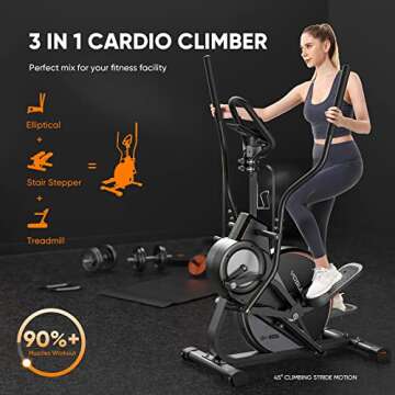 YOSUDA Pro Cardio Climber Stepping Elliptical Machine, 3-in-1 Elliptical Machine Stair Stepper Train...