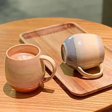 16oz Ceramic Coffee Mugs for Men/Women - Set of 2 with Spoons, Great for Soup, Cocoa, Office, Home, Engagement Gifts