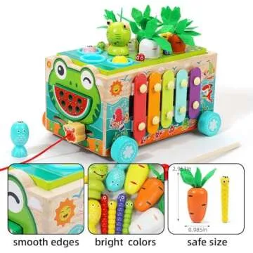 JAUNTY Toddler Wooden Montessori Toy for 1 2 3 Year Old Toys, Educational Stem Toy for Baby Boys Girls 18 Months+, Preschool Learning Fine Motor Skill First 1st Birthday Gifts for Kids Girl Boy 1-3