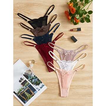 Stylish OYOANGLE Women's Contrast Lace Thong Panties