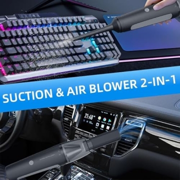 OMO Handheld Vacuum, 22000PA Portable Cordless Car Vacuum Cleaner, Suction and Blow 2 in 1 Dust Removal Vacuum Cleaner for Car, Home, Office,Pet. Black