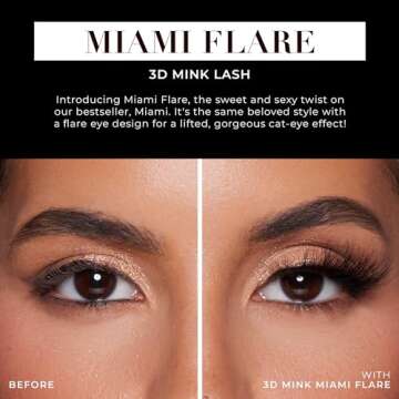 Lilly Lashes Miami Flare 3D Mink Lashes, Mink Eyelashes, The Original Lilly Lash For Wispy & Natural Look, Reusable Eyelashes up to 25x, Fluffy Lashes, Strip Lashes, Lash Glue not Included