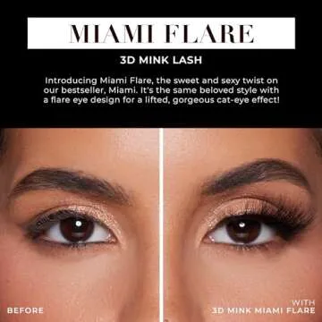 Lilly Lashes Miami Flare 3D Mink Lashes, Mink Eyelashes, The Original Lilly Lash For Wispy & Natural Look, Reusable Eyelashes up to 25x, Fluffy Lashes, Strip Lashes, Lash Glue not Included