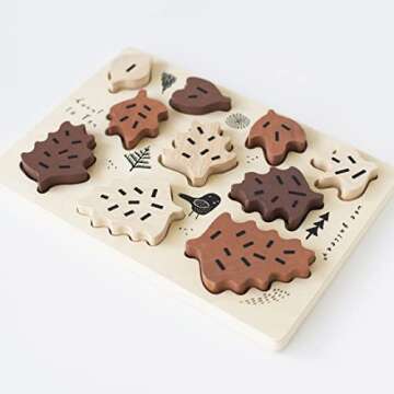 Wee Gallery Wooden Tray Puzzle Count to Ten Leaves - Montessori Toys for Early Learning & Fine Motor...