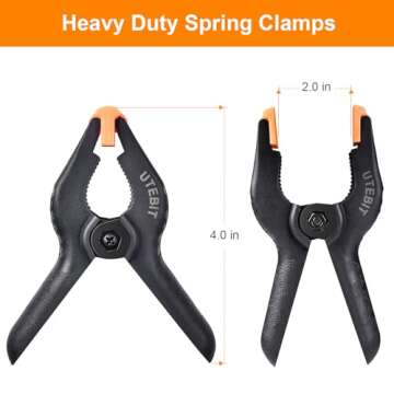 UTEBIT 8/12 Muslin Clamps 4'' Portable Black Backdrop Background Clamps Heavy Duty Paper Clips for P...