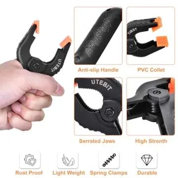 UTEBIT 8/12 Muslin Clamps 4'' Portable Black Backdrop Background Clamps Heavy Duty Paper Clips for Photo Studio, Woodwork, Artwork (12Packs)