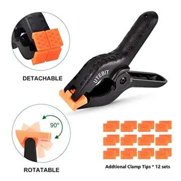 UTEBIT 8/12 Muslin Clamps 4'' Portable Black Backdrop Background Clamps Heavy Duty Paper Clips for Photo Studio, Woodwork, Artwork (12Packs)