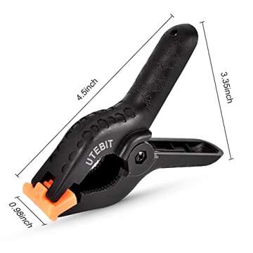 UTEBIT 8/12 Muslin Clamps 4'' Portable Black Backdrop Background Clamps Heavy Duty Paper Clips for Photo Studio, Woodwork, Artwork (12Packs)