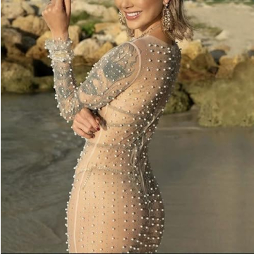 Willow Dance Sheer Mesh Rhinestone Cover-Up Beach Dress