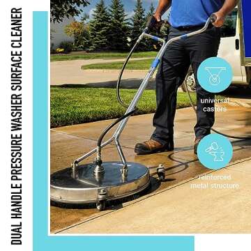 EDOU Floor Pressure Washer Attachment - 24 Inch Surface Washer for Pressure Washer Concrete Cleaner - Heavy Duty 4500 PSI Max with Wheels - Dual Handle Design and Quick Connect Kit Included
