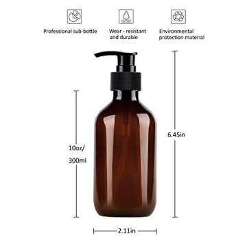 Plastic Soap Dispenser, Yebeauty Pump Bottle 10oz/300ml Empty Refillable Lotion Pump Dispenser Shamp...