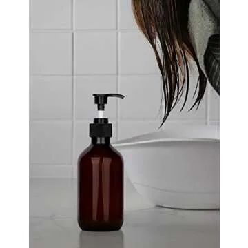 Plastic Soap Dispenser, Yebeauty Pump Bottle 10oz/300ml Empty Refillable Lotion Pump Dispenser Shampoo Bottles Containers with Pump Multipurpose for Cosmetic Kitchen Bathroom, 2-Pack Brown