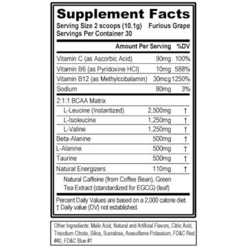 EVL BCAAs Amino Acids Powder - BCAA Energy Pre Workout Powder for Muscle Recovery Lean Growth and En...