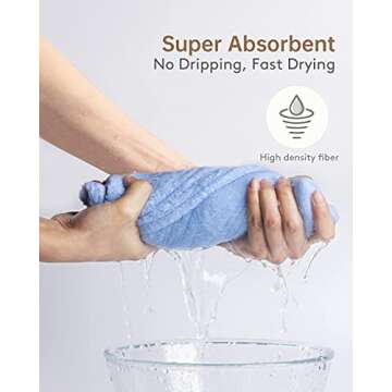 YFONG 3 Pack Microfiber Hair Towel Wrap for Women, Rapid Drying Towels for Hair with Button,Super Ab...