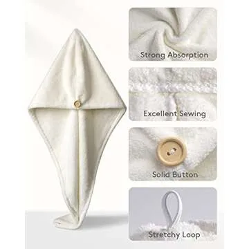 YFONG 3 Pack Microfiber Hair Towel Wrap for Women, Rapid Drying Towels for Hair with Button,Super Absorbent Hair Turbans for Wet Hair Long Thick Curly Hair