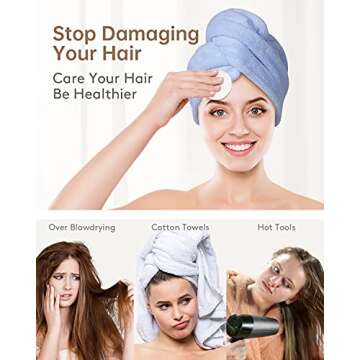 YFONG 3 Pack Microfiber Hair Towel Wrap for Women, Rapid Drying Towels for Hair with Button,Super Absorbent Hair Turbans for Wet Hair Long Thick Curly Hair