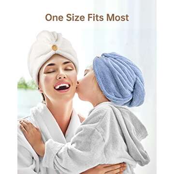 YFONG 3 Pack Microfiber Hair Towel Wrap for Women, Rapid Drying Towels for Hair with Button,Super Absorbent Hair Turbans for Wet Hair Long Thick Curly Hair