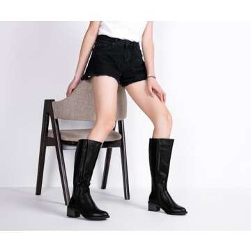 Jeossy Women's 9661 Knee High Boots, Riding Boots for Women, Black, Size 8.5 US- High Boots with Inn...