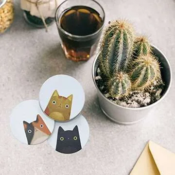 Charming Cat Print Coasters Set for Home Decor