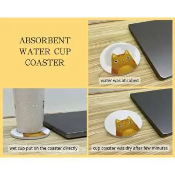 Charming Cat Print Coasters Set for Home Decor