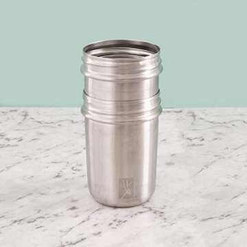 Elk and Friends Stainless Steel Cups | 10 oz Mason Jar design | Kids & Toddler Cups with Silicone Sleeves & Straws with Stopper | Smoothie Cups