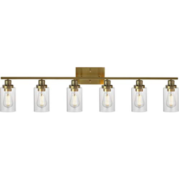 MELUCEE 6-Light Modern Bathroom Vanity Light Fixtures with Glass Shade