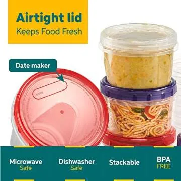 ELEGANT DISPOSABLES 16 ounce Plastic Food Storage Containers with colored Twist Top Lids Reusable Leak Proof Deli Containers for Freezer Storage Meal Prep (24)