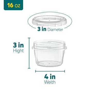 ELEGANT DISPOSABLES 16 ounce Plastic Food Storage Containers with colored Twist Top Lids Reusable Leak Proof Deli Containers for Freezer Storage Meal Prep (24)