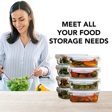 16 Piece Glass Food Storage Containers Set 30 Oz Airtight