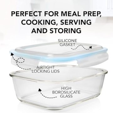16 Piece Glass Food Storage Containers Set 30 Oz Airtight