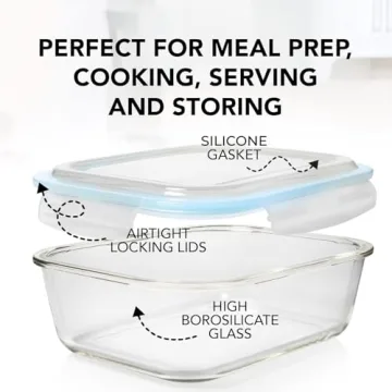 16 Piece Glass Food Storage Containers Set 30 Oz Airtight