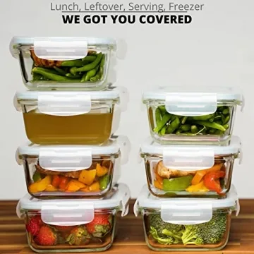 16 Piece Glass Food Storage Containers Set 30 Oz Airtight