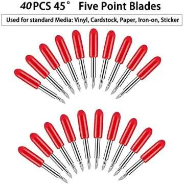 Elefama 40PCS Blades for Cricut Explore Air 2 / Air 3 / Make3 / Maker/Explore 3 Premium Fine Point Blade Replacement for Cricut Glitter Vinyl Cutter Cutting 45 Degree Blades Knife for Cricut Machine