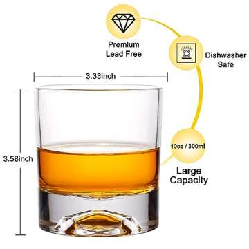 Hand Blown Crystal Skull Whiskey Glasses, Set of 2 Bourbon Glasses In Gift Box - 10 Oz Old Fashioned...