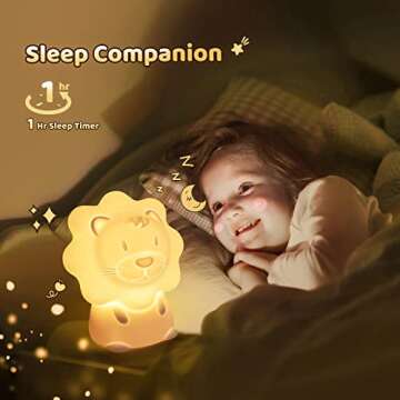 JADENS Cute Kids Night Light Lion LED Silicone Lamp
