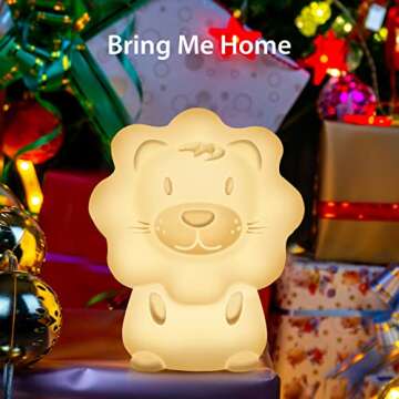 JADENS Cute Kids Night Light Lion LED Silicone Lamp