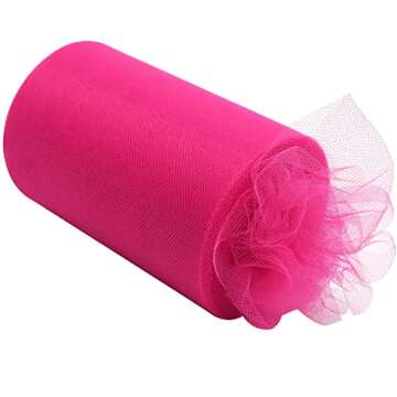 Fuchsia Tulle Fabric Rolls 6 Inch by 100 Yards (300 feet) Fabric Spool Tulle Ribbon for DIY Tutu Bab...