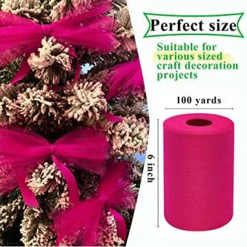 Fuchsia Tulle Fabric Rolls 6 Inch by 100 Yards (300 feet) Fabric Spool Tulle Ribbon for DIY Tutu Baby Shower Birthday Party Wedding Halloween Decorations Christmas Craft Supplies