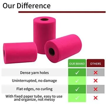 Fuchsia Tulle Fabric Rolls 6 Inch by 100 Yards (300 feet) Fabric Spool Tulle Ribbon for DIY Tutu Baby Shower Birthday Party Wedding Halloween Decorations Christmas Craft Supplies