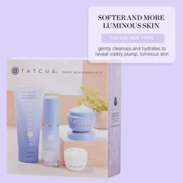 Tatcha Dewy Skin Essentials Exclusive Amazon Set: Rice Wash, Dewy Skin Cream, Silk Peony & Luminous Dewy Skin Mist