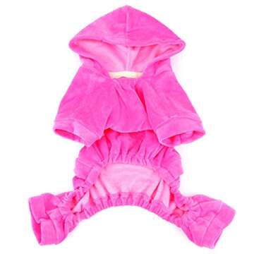 SMALLLEE_LUCKY_STORE Pet Clothes for Small Dog Cat Soft Velvet Crown Jumpsuit Coat Hooide Pajamas Tr...