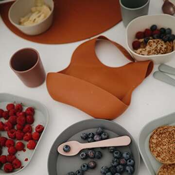 Mushie Silicone Baby Bib Adjustable Fit Waterproof