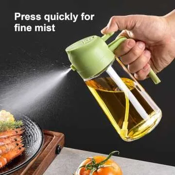 CXINYI - 16oz/470ml Olive Oil Dispenser for Kitchen with Brush - 2 in 1 Olive Oil Sprayer for Cooking, Air Fryer, and Salad, Green (Kitchen Gadget)