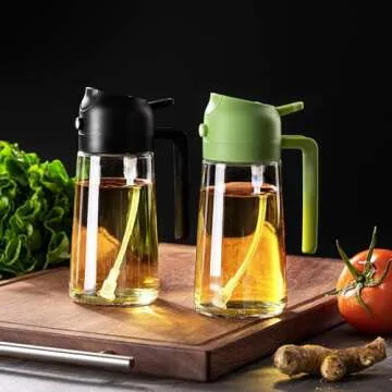 CXINYI - 16oz/470ml Olive Oil Dispenser for Kitchen with Brush - 2 in 1 Olive Oil Sprayer for Cooking, Air Fryer, and Salad, Green (Kitchen Gadget)