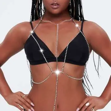 Nicute Boho Rhinestone Body Chain for Women and Girls