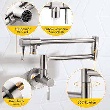 Fransiton Brushed Nickel Pot Filler - Stylish & Functional