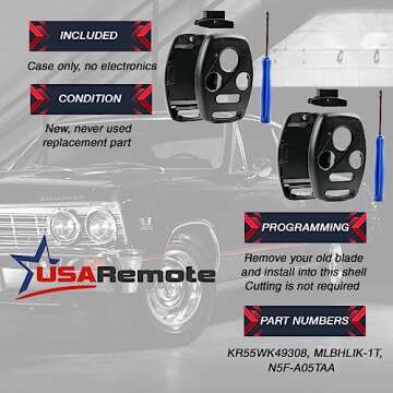 Cutting NOT Required - 2 Key Fob Keyless Entry Remote Shell Case & Pad fits Honda 2003-2012 Accord / 2006-2013 Civic EX / 2009-2015 Pilot /2005-2006 CR-V